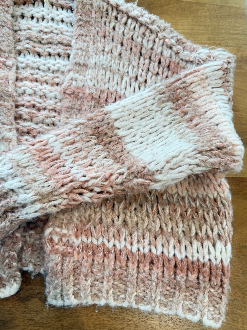 Free People Striped Open-Front Knit Cardigan in Blush Pink, Tan and Cream Size M - Picture 8 of 16